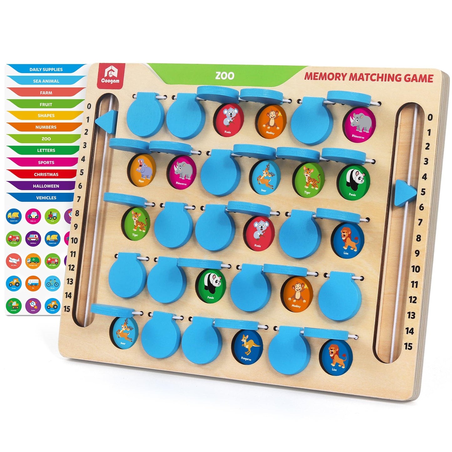 Coogam Memory Matching Game – Wooden Travel Toy for Kids 3–5 | Screen-Free Learning & Fun