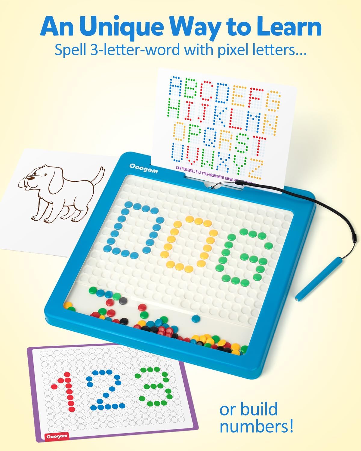 Coogam Magnetic Drawing Board – Large Doodle Board with Beads & Pen | Montessori Toy for Ages 3–6