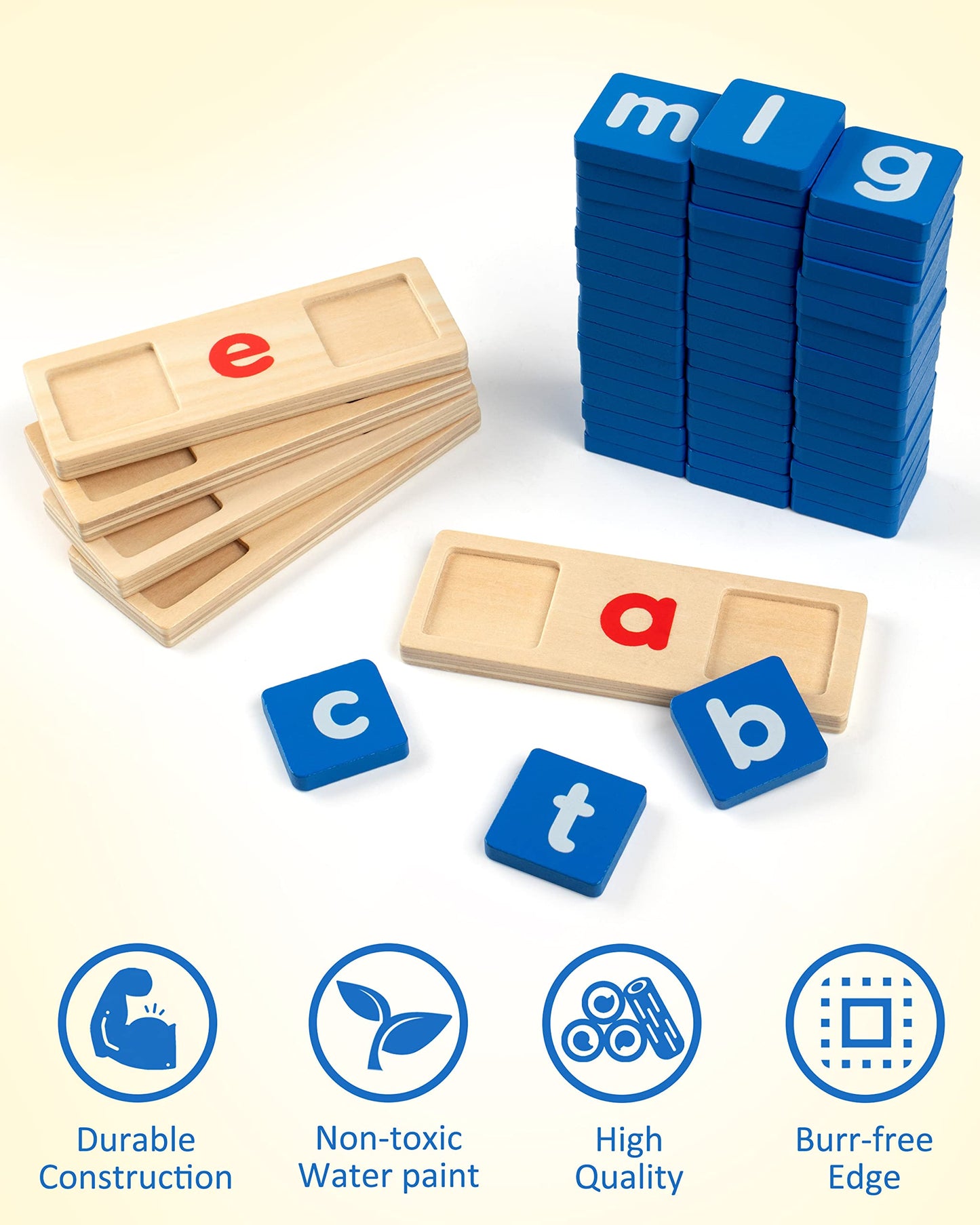 Coogam Wooden Short Vowel Reading Letters — Montessori Phonics Set for Ages 3–5