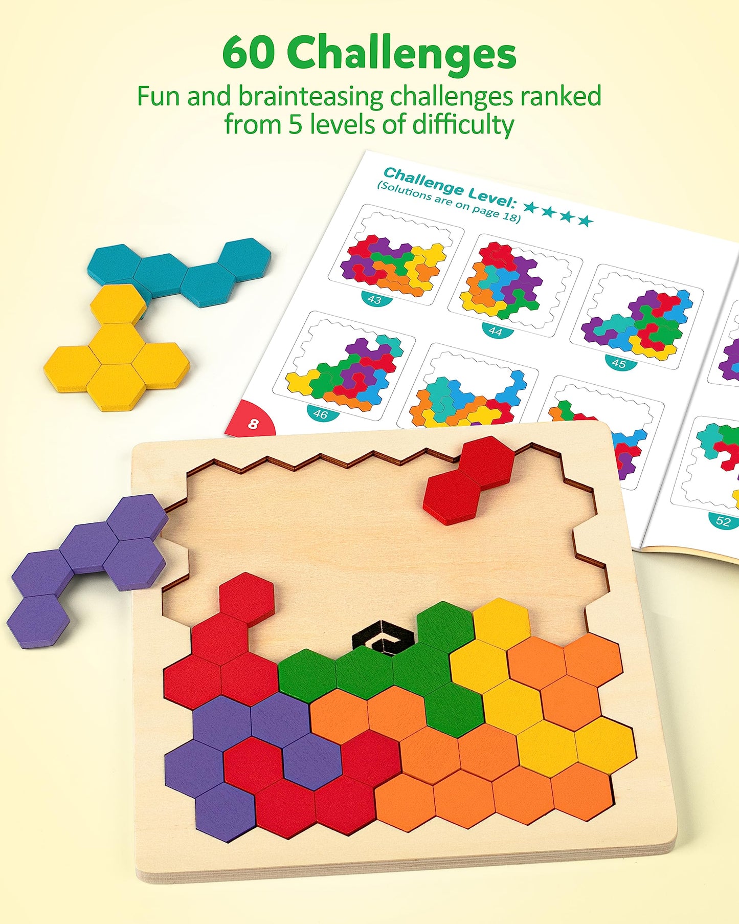 Coogam Wooden Tangram Puzzle – Colorful Tangram Brain Teaser & Montessori STEM Toy
