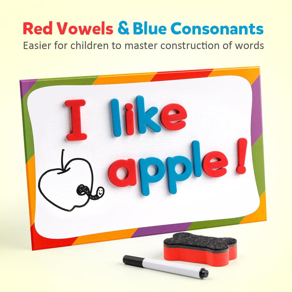 Coogam Magnetic Letters 251 Pcs: Foam Alphabet Magnets + Board & Storage