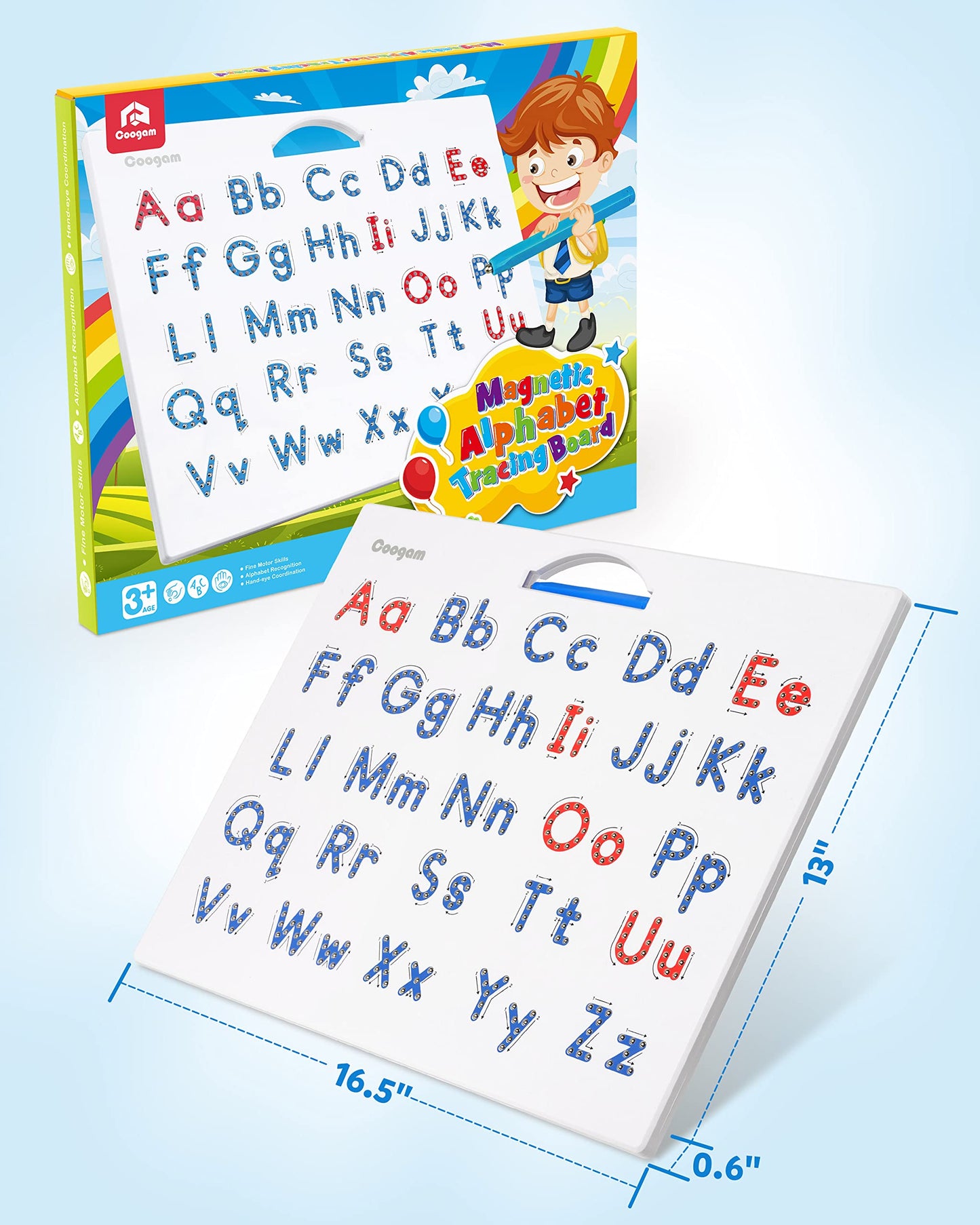Coogam Magnetic Letters Practicing Board – Alphabet Tracing for Uppercase & Lowercase | Montessori Educational Toy