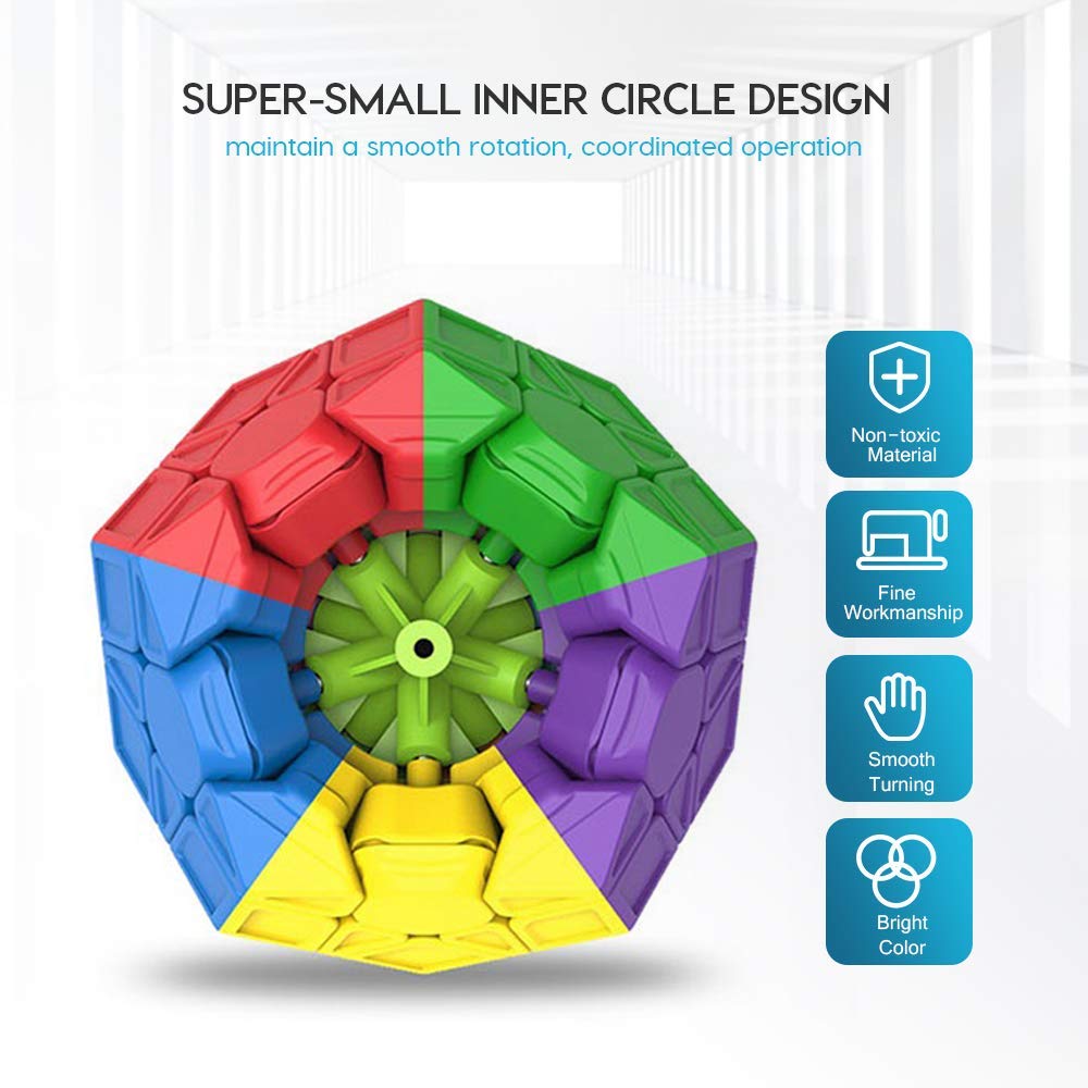 Coogam Qiyi Megaminx Cube – Sculpted Stickerless Pentagonal Dodecahedron Puzzle (Qiheng S Version)