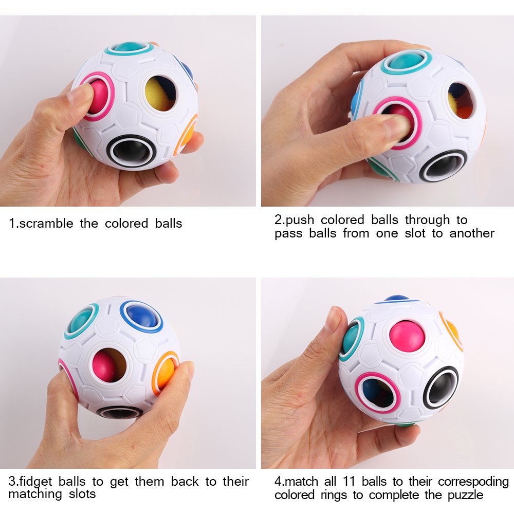 Coogam Rainbow Puzzle Ball with Pouch — Color Matching Brain Teaser for All Ages