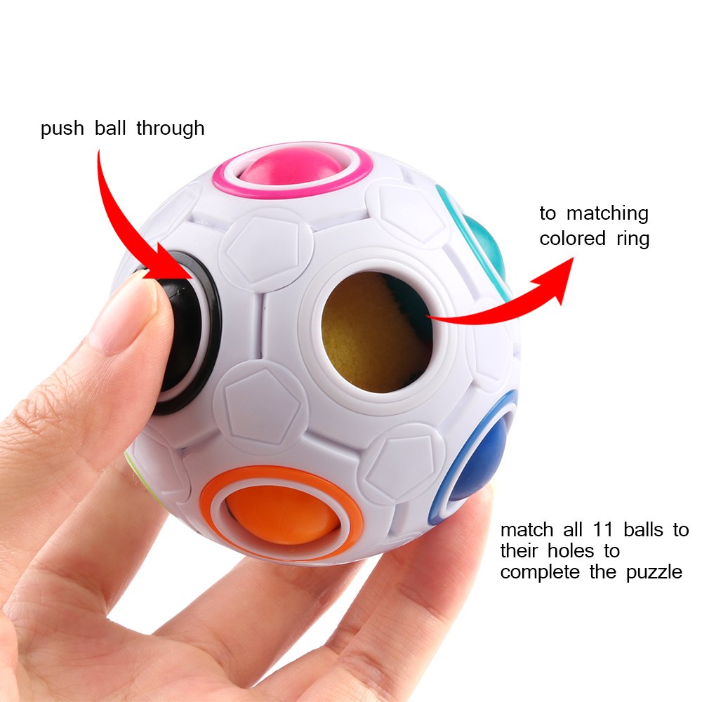 Coogam Rainbow Puzzle Ball with Pouch — Color Matching Brain Teaser for All Ages