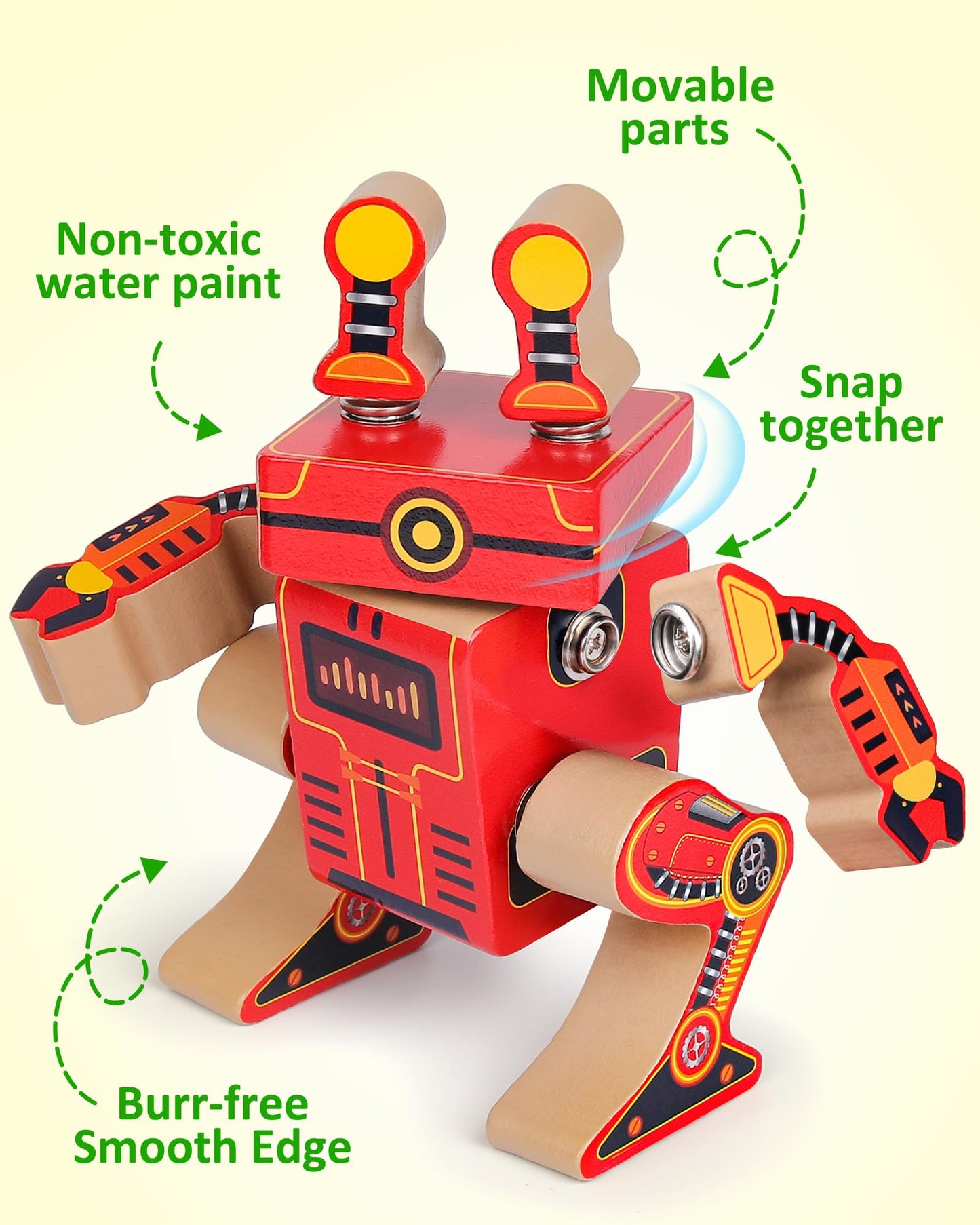 Coogam Fine Motor Building Robot Blocks – Wooden STEM Toy for Ages 3–5