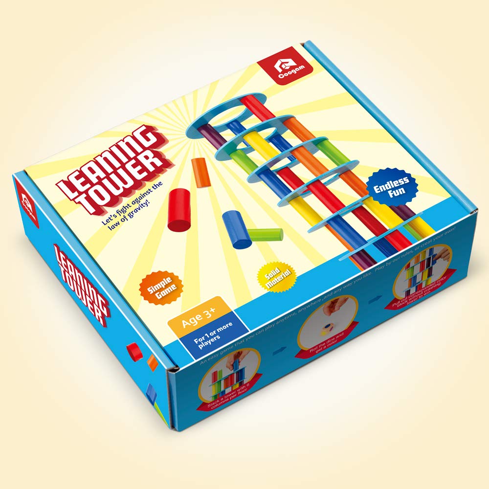 Coogam Wooden Tower Stacking Game - Montessori Blocks for Fine Motor Skills and Family Fun