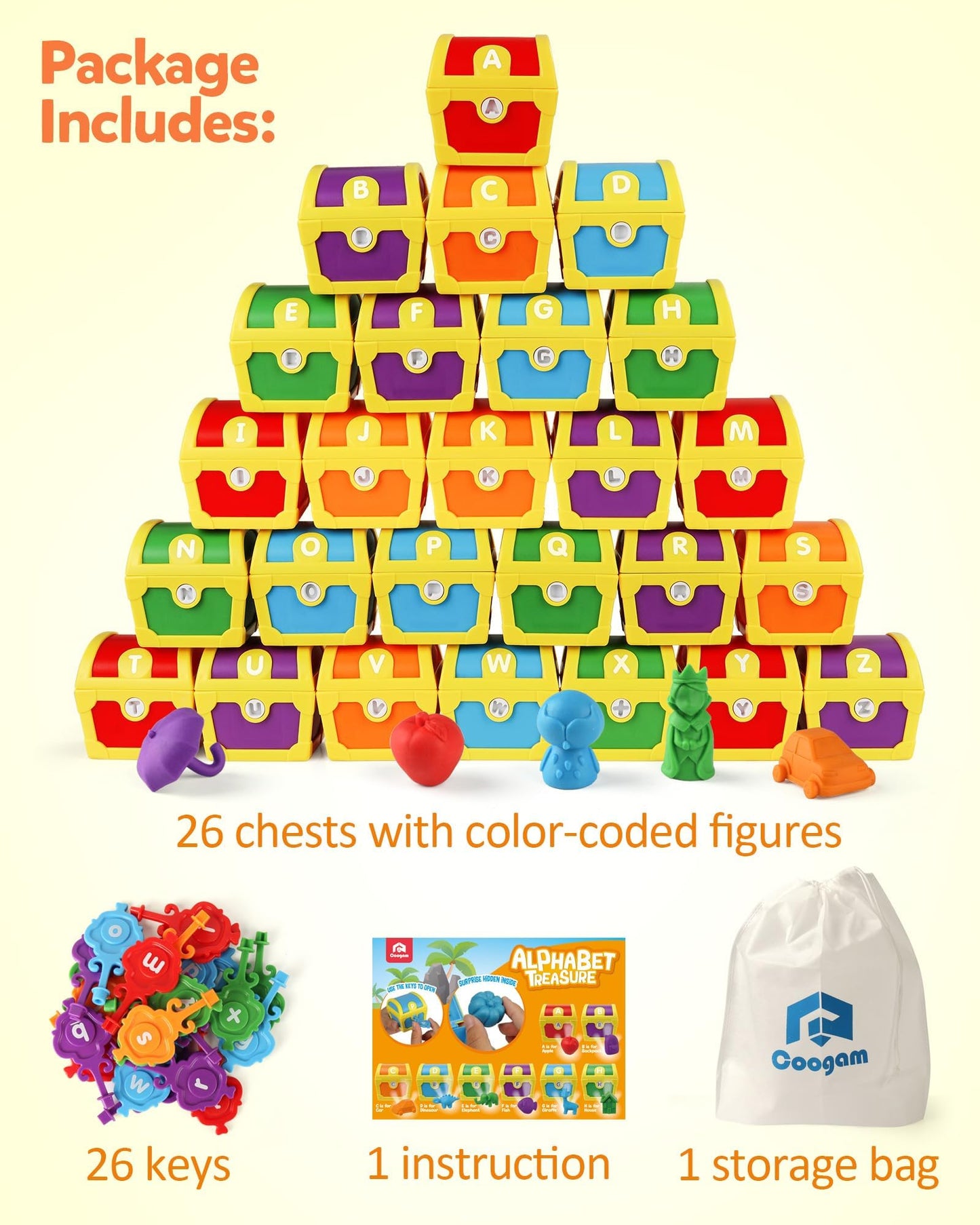Coogam Alphabet Treasure Locks — ABC Matching & Fine Motor Toy for Toddlers