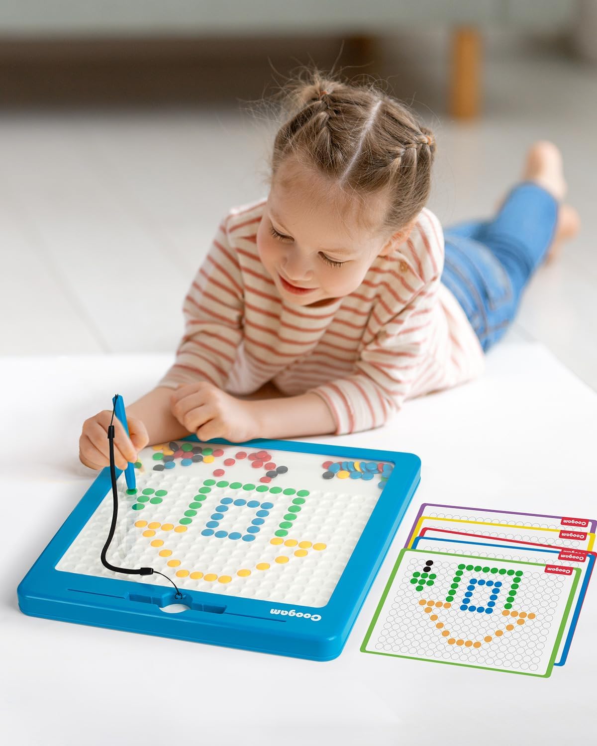 Coogam Magnetic Drawing Board – Large Doodle Board with Beads & Pen | Montessori Toy for Ages 3–6
