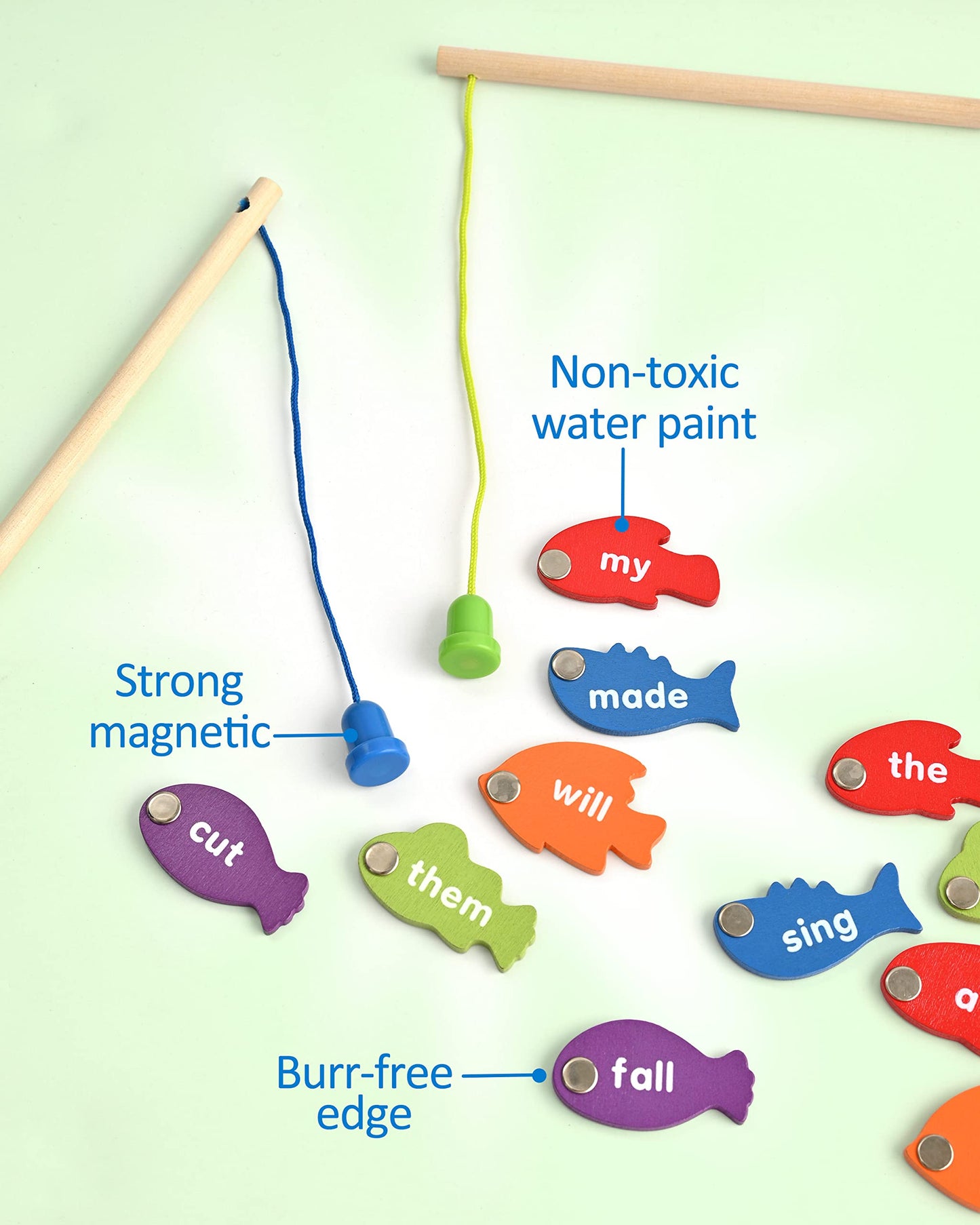 Coogam Wooden Magnetic Fishing Sight Words Game | Dolch Flashcards for Preschool