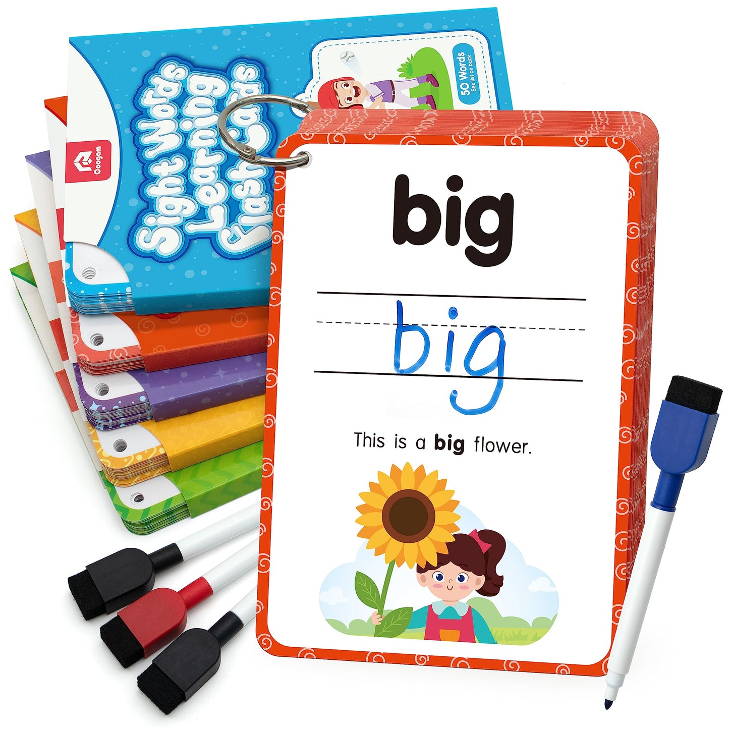 Coogam Sight Words Flash Cards – 250 Dolch Words for Kindergarten & Preschool