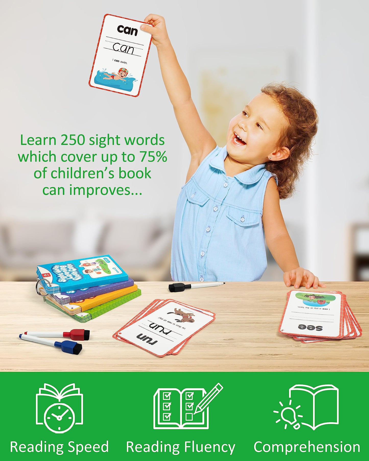 Coogam Sight Words Flash Cards – 250 Dolch Words for Kindergarten & Preschool