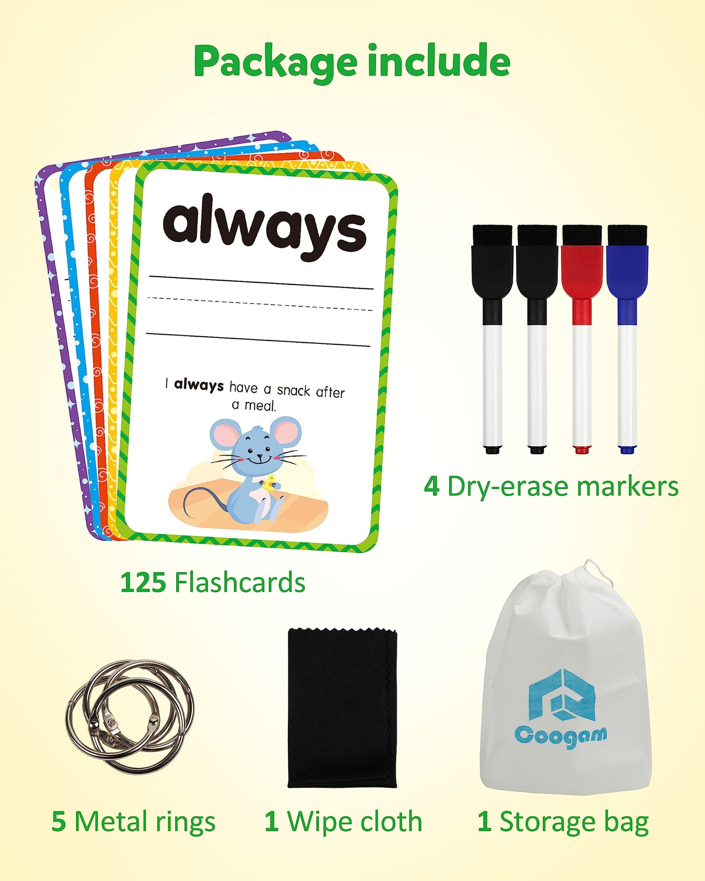 Coogam Sight Words Flash Cards – 250 Dolch Words for Kindergarten & Preschool