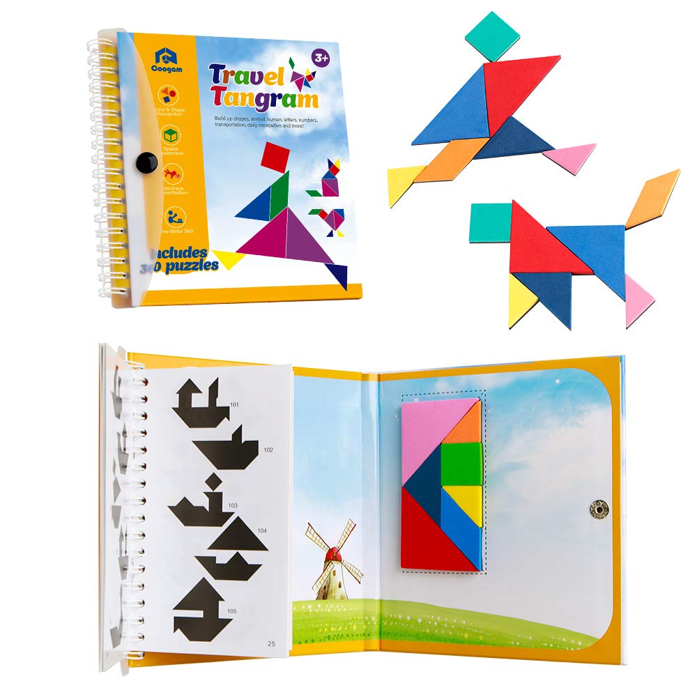 Coogam Travel Tangram Puzzle – Magnetic Pattern Block Book with 360 Patterns
