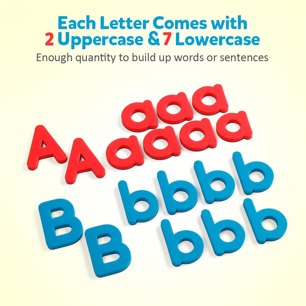 Coogam Magnetic Letters 251 Pcs: Foam Alphabet Magnets + Board & Storage