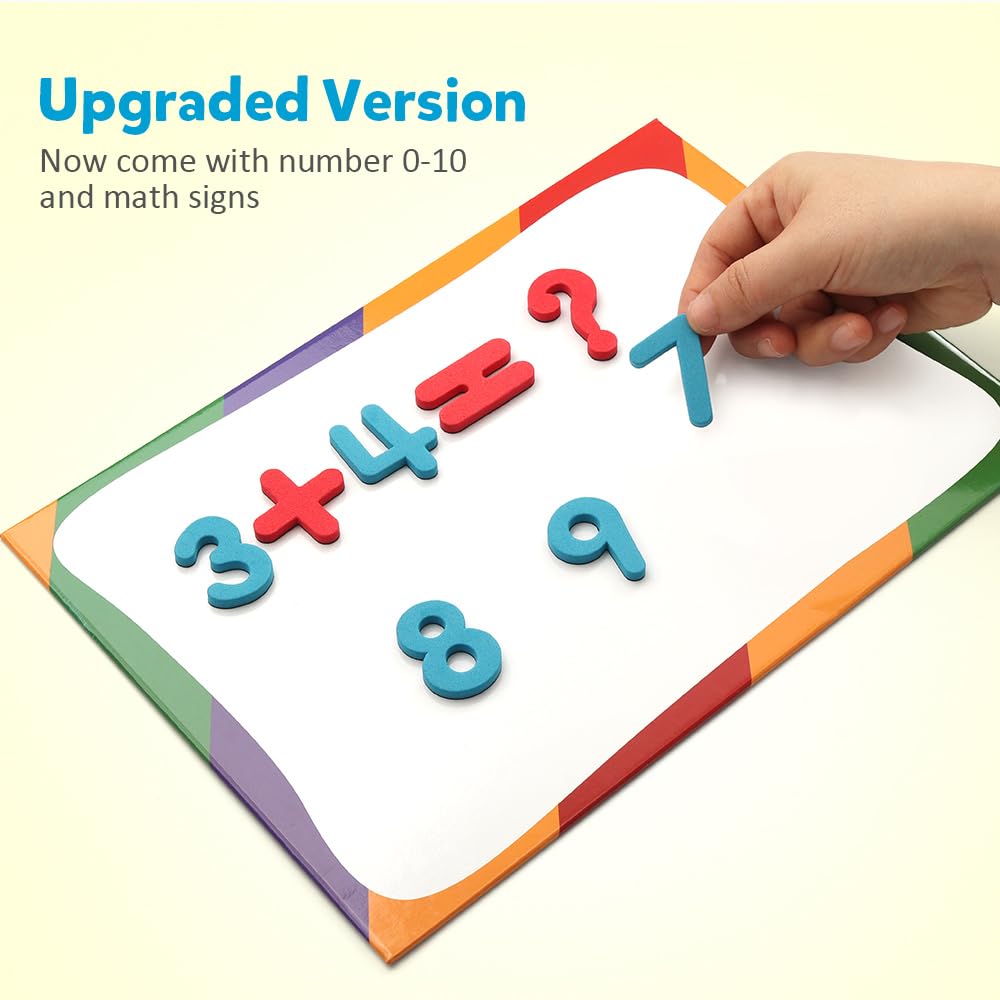 Coogam Magnetic Letters 251 Pcs: Foam Alphabet Magnets + Board & Storage