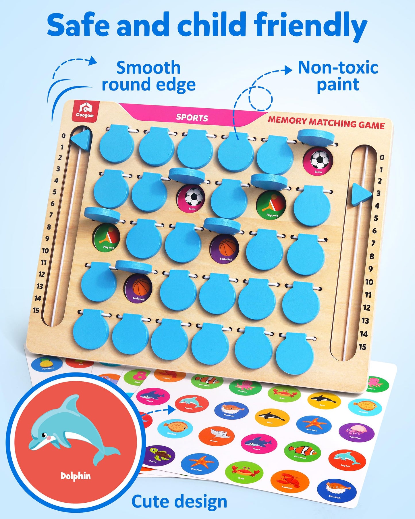 Coogam Memory Matching Game – Wooden Travel Toy for Kids 3–5 | Screen-Free Learning & Fun