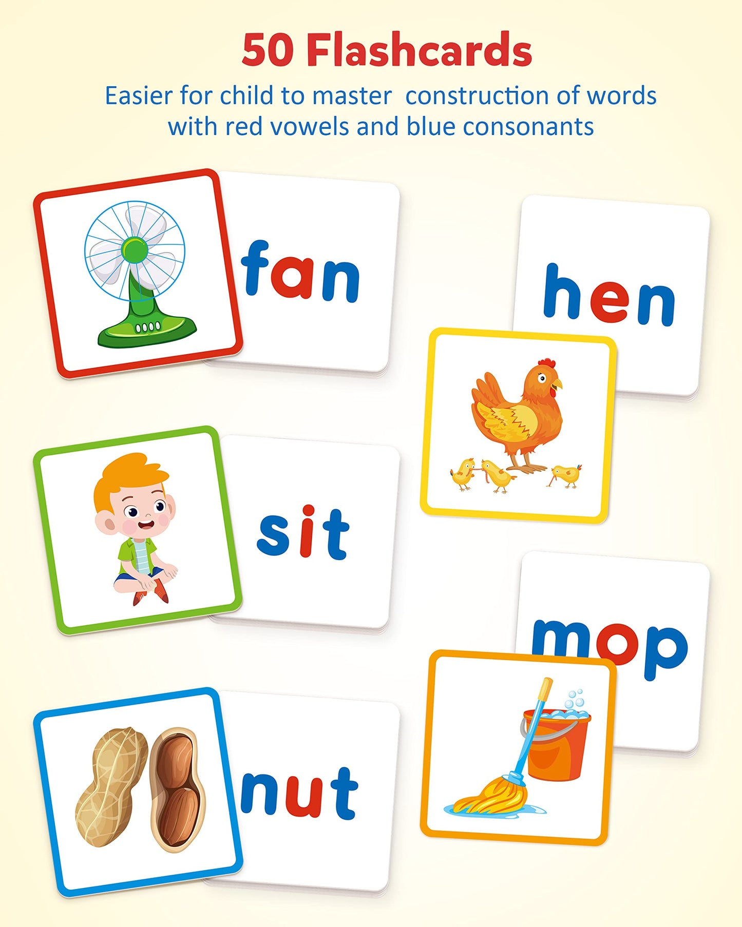 Coogam Wooden Short Vowel Reading Letters — Montessori Phonics Set for Ages 3–5
