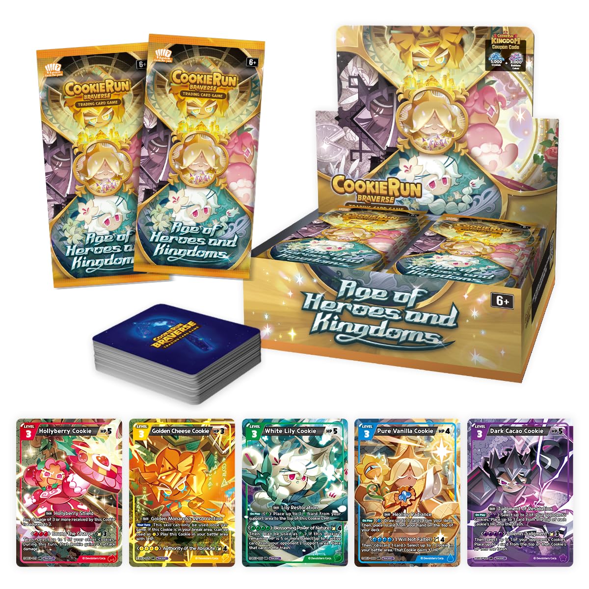 CookieRun TCG: Age of Heroes & Kingdoms Booster Display (Set 2) – 28 Packs, 2 Players, Ages 6+