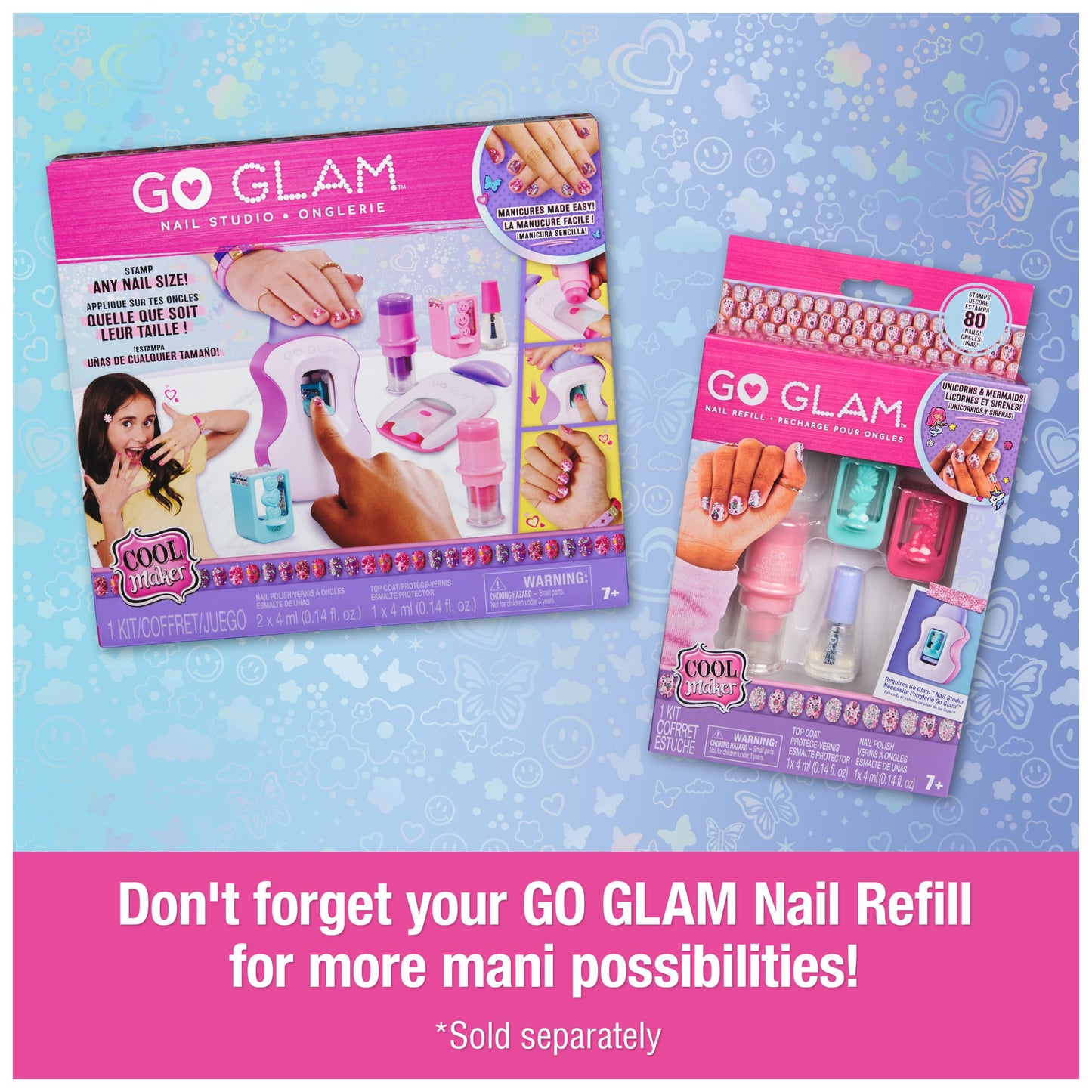 Cool Maker GO GLAM Studio Nail Kit – 200 Nails, 4 Designs, 2 Polish Applicators & Mask