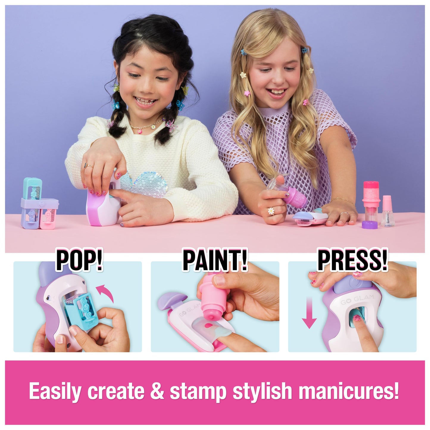 Cool Maker GO GLAM Studio Nail Kit – 200 Nails, 4 Designs, 2 Polish Applicators & Mask