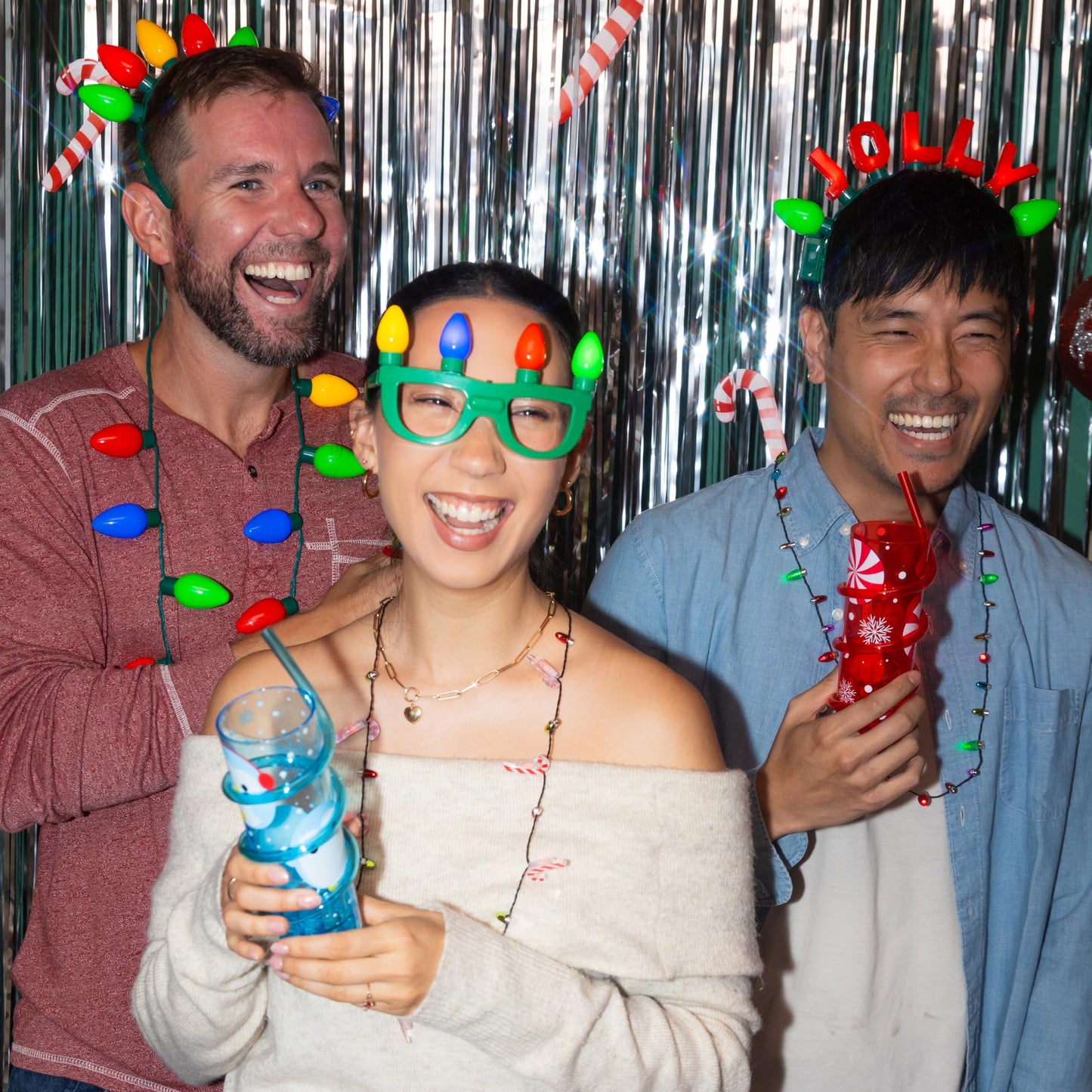 Cool Things Corp Light Up Christmas Necklace & Headband Set (4pc) – LED Holiday Accessories