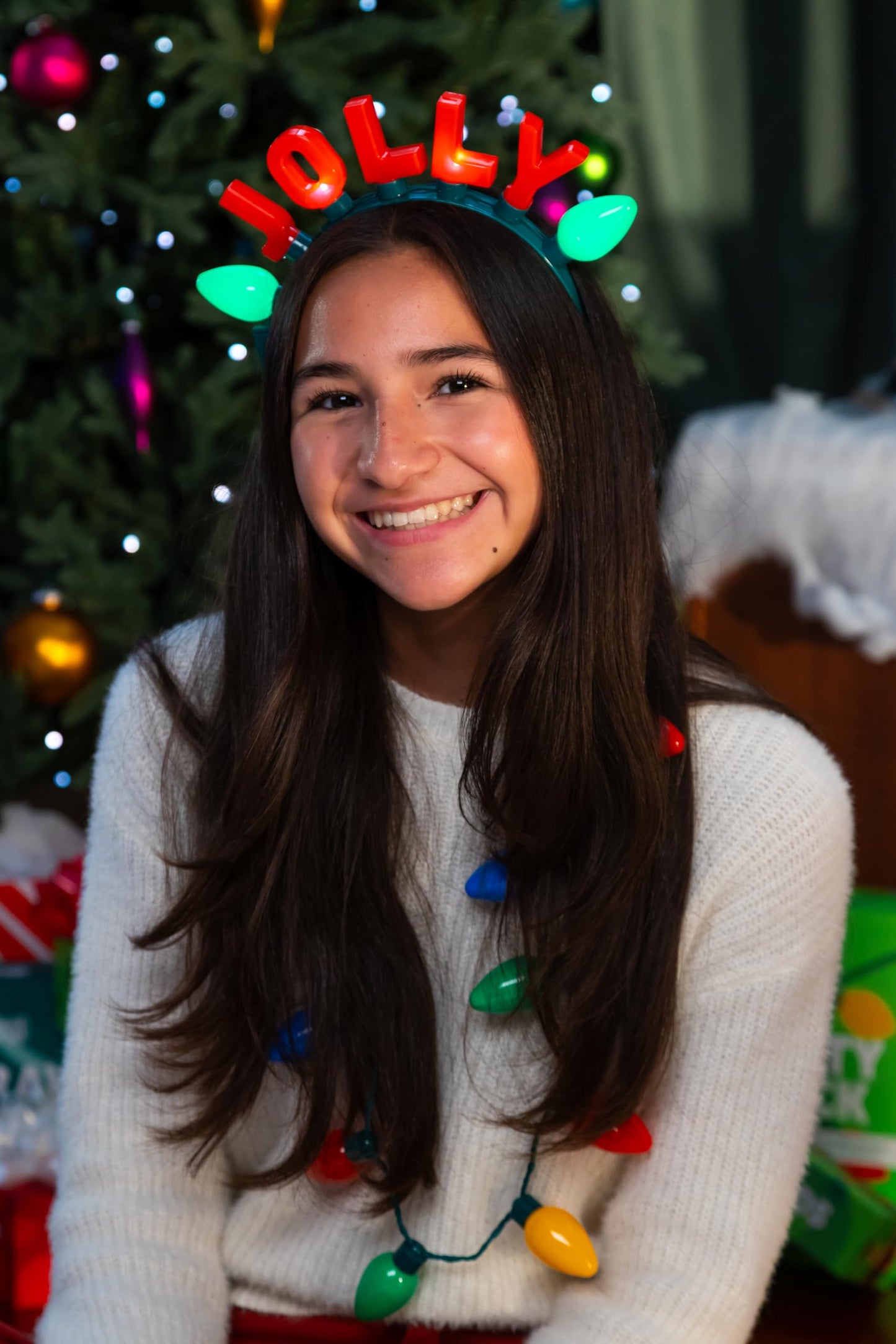 Cool Things Corp Light Up Christmas Necklace & Headband Set (4pc) – LED Holiday Accessories