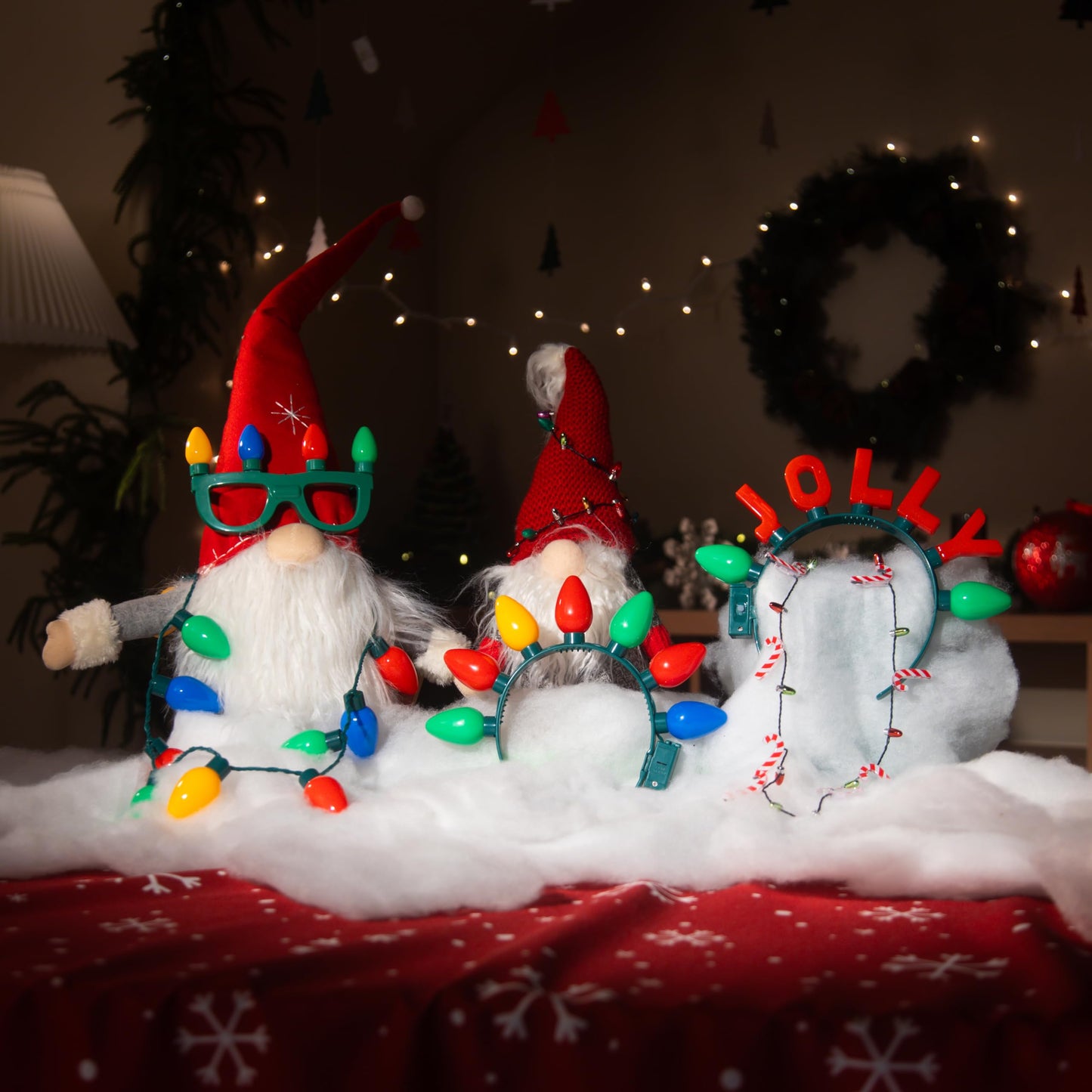 Cool Things Corp Light Up Christmas Necklace & Headband Set (4pc) – LED Holiday Accessories