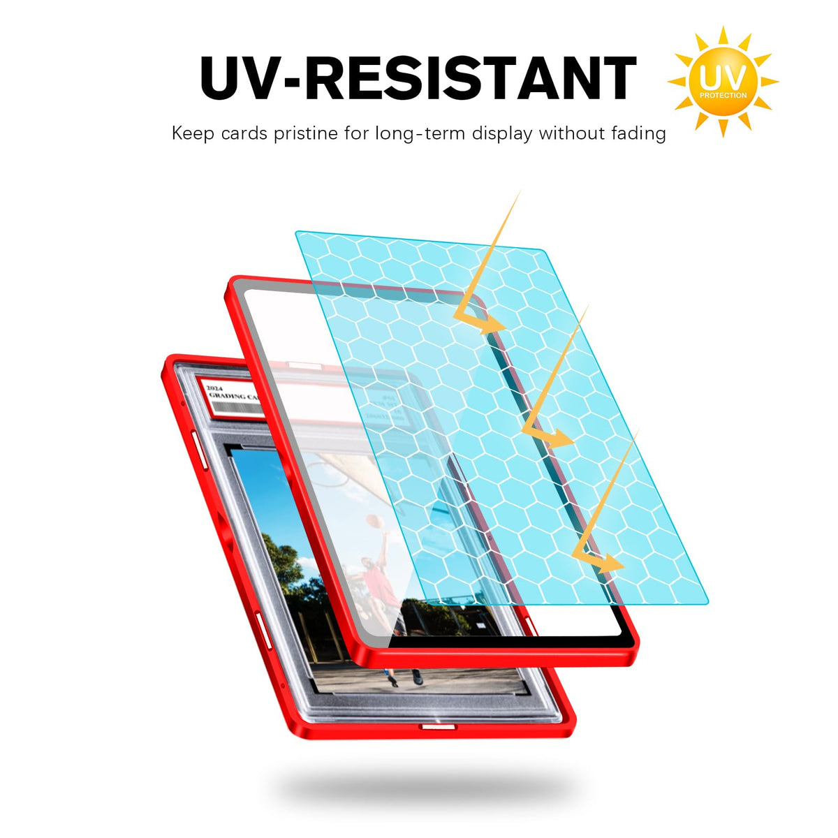 Coolbyl Magnetic Slab Protector for Trading Cards – Premium Aluminum, UV-Resistant Glass, Red