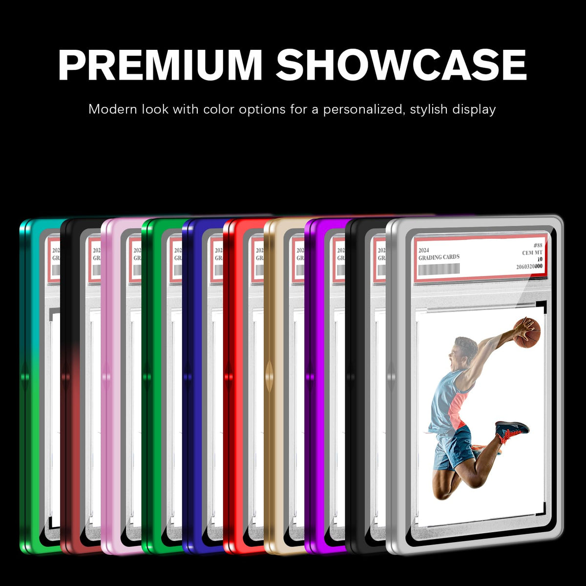 Coolbyl Magnetic Trading Card Slab Protector – Premium Aluminum Case with UV-Resistant Glass, Blue