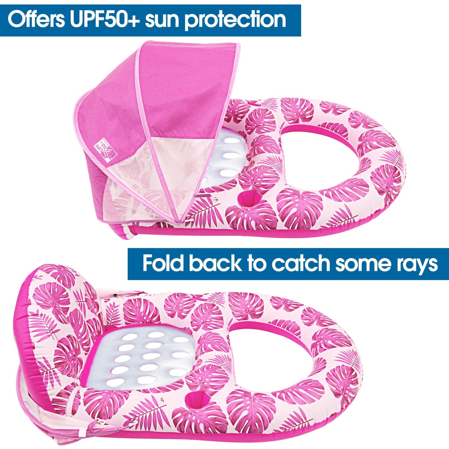 COOLCOOLDEE Pool Lounge Float with Canopy – UPF50+, Extra Large