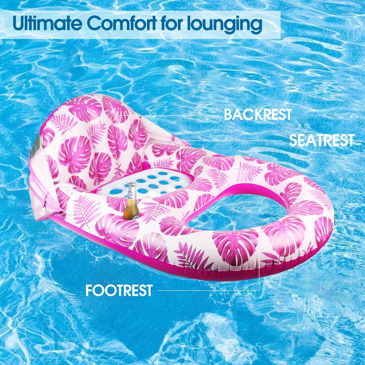 COOLCOOLDEE Pool Lounge Float with Canopy – UPF50+, Extra Large