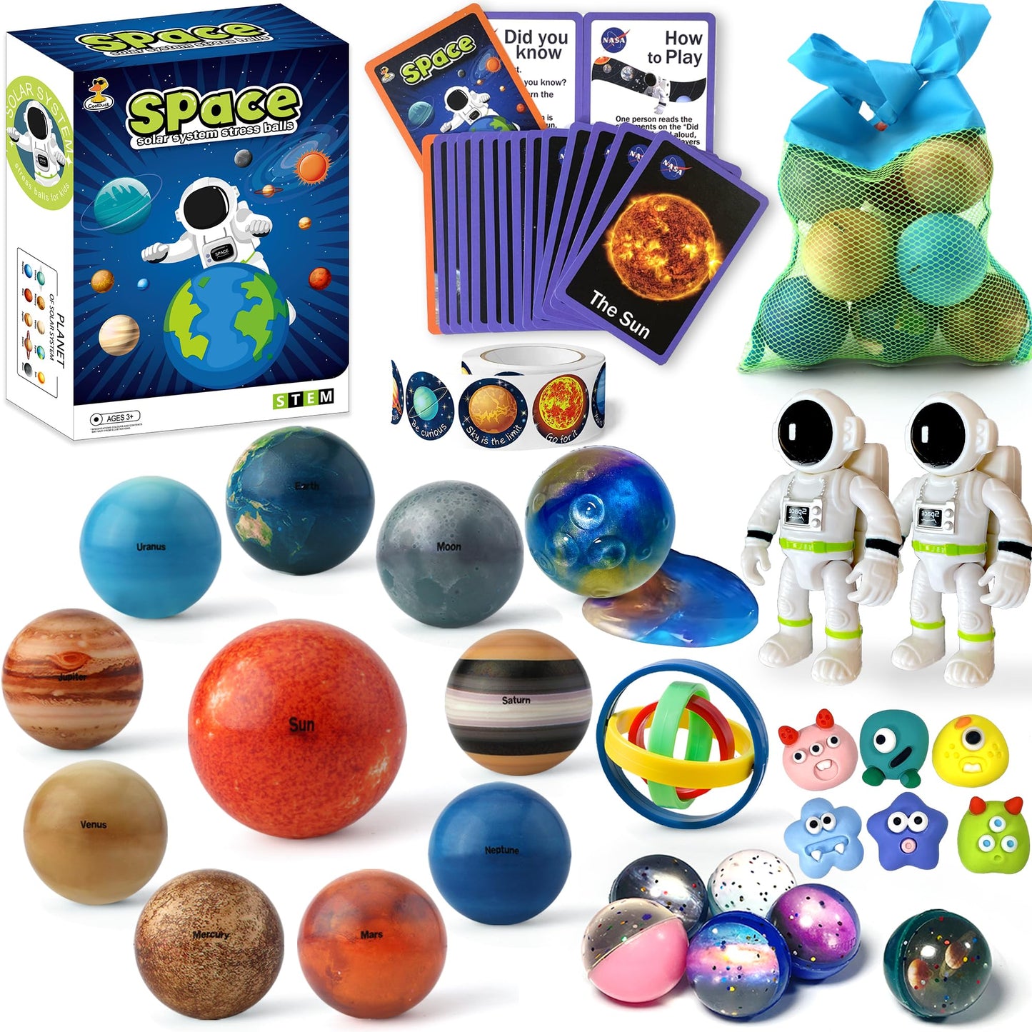 COOLDUCK Solar System Toys for Kids | STEM Sensory Space Play Set – Non-Toxic, Mesh Bag