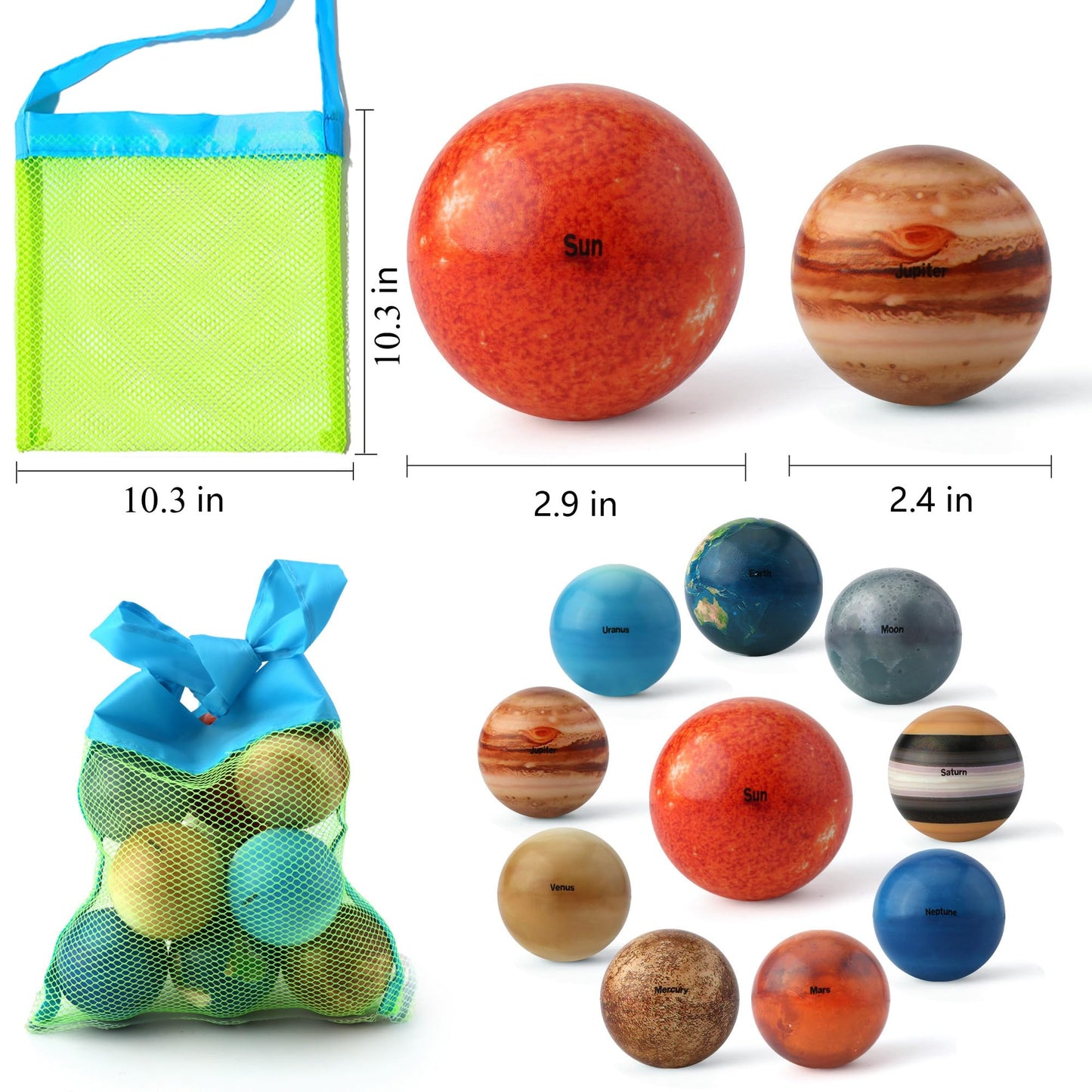 COOLDUCK Solar System Toys for Kids | STEM Sensory Space Play Set – Non-Toxic, Mesh Bag