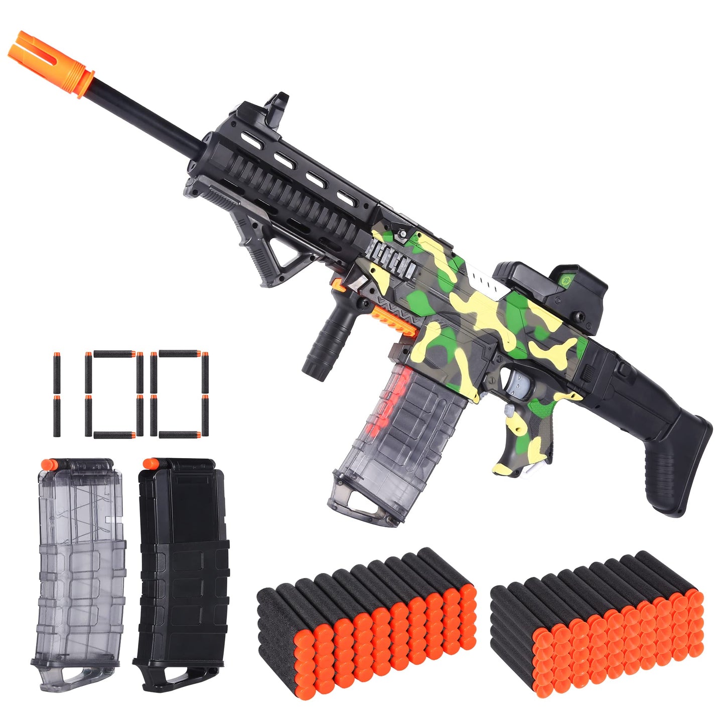 COOLFOX Electric Automatic Nerf Sniper Toy Gun – 100 Darts, 3 Modes, Soft Foam Bullets
