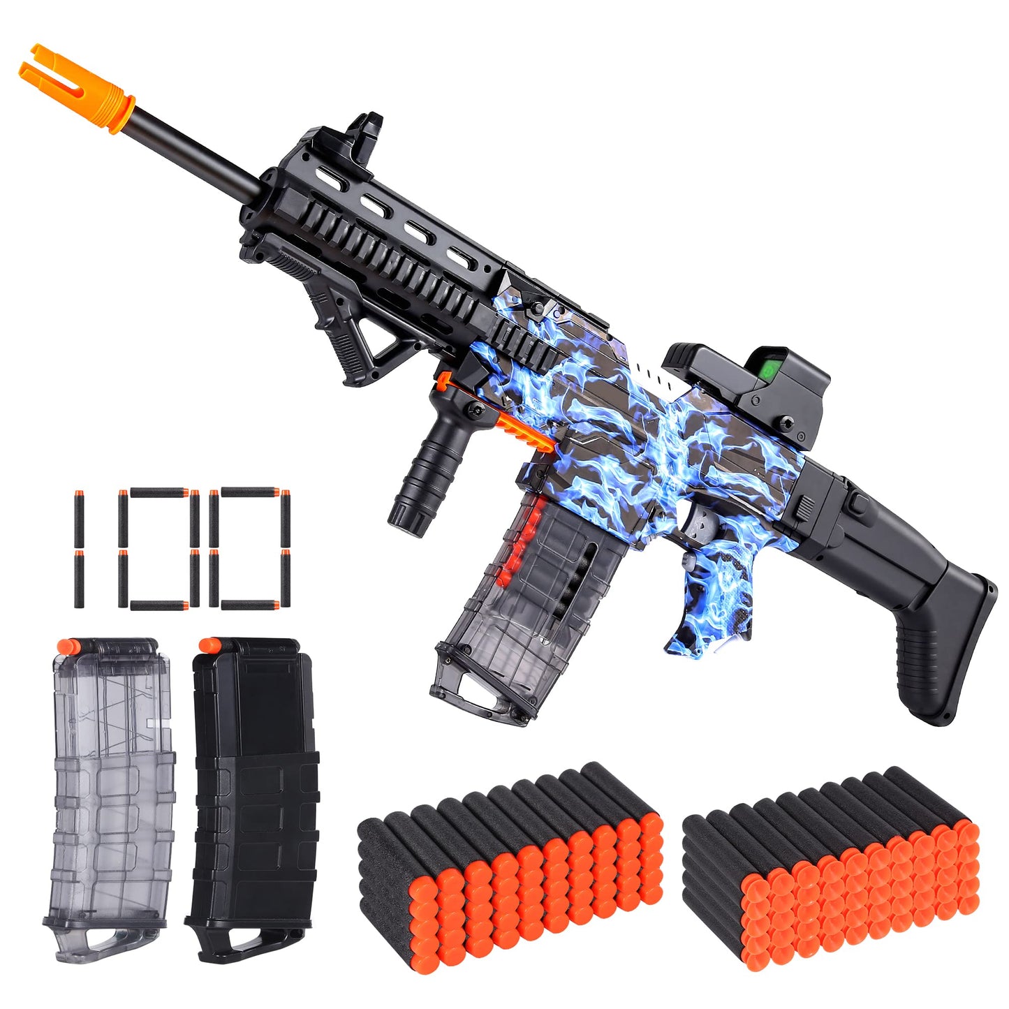 COOLFOX Electric Automatic Toy Gun – Burst Soft Bullets, 100 Darts, 3 Modes (Blue)