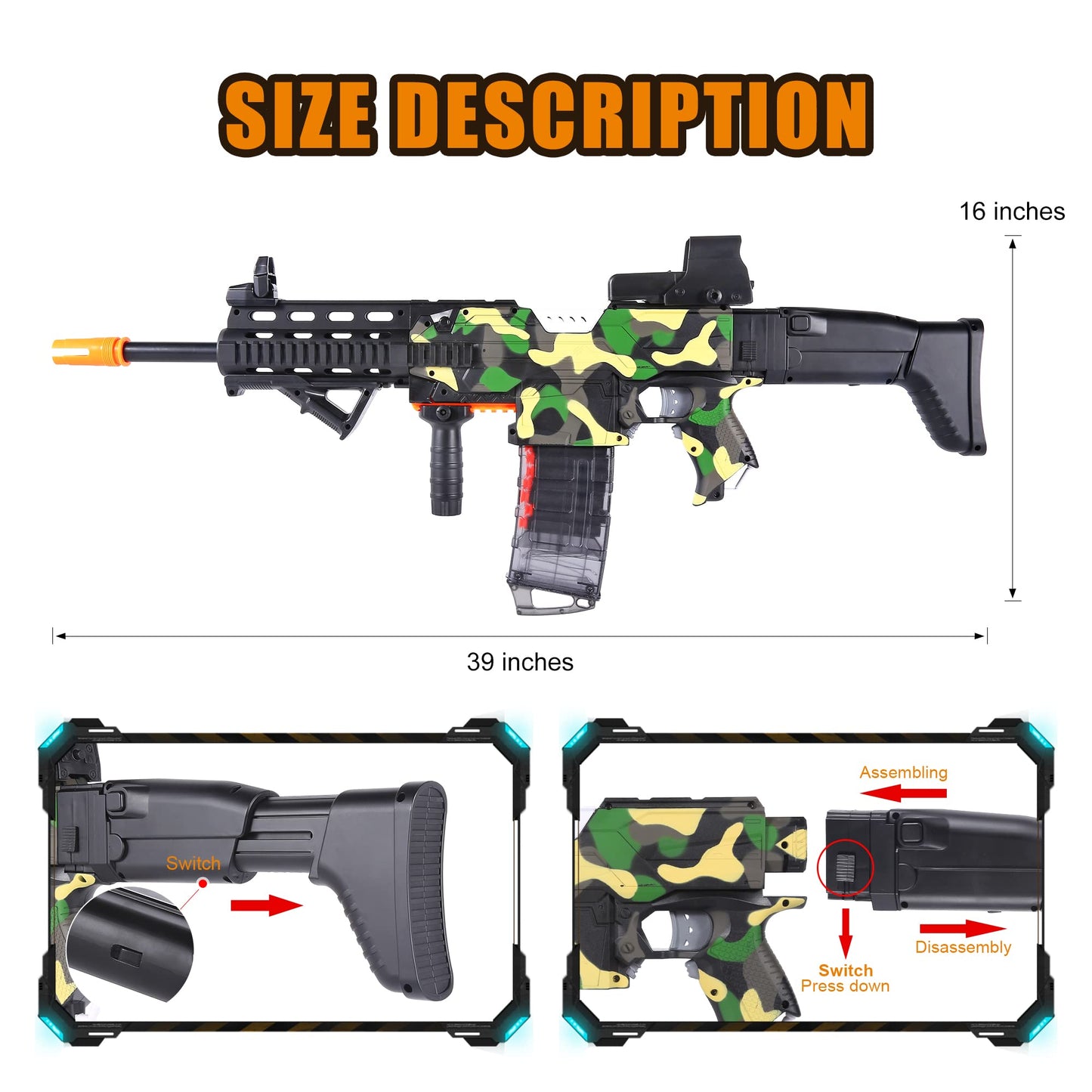 COOLFOX Electric Automatic Nerf Sniper Toy Gun – 100 Darts, 3 Modes, Soft Foam Bullets