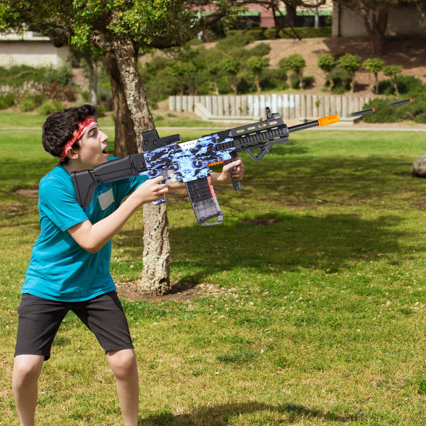 COOLFOX Electric Automatic Toy Gun – Burst Soft Bullets, 100 Darts, 3 Modes (Blue)
