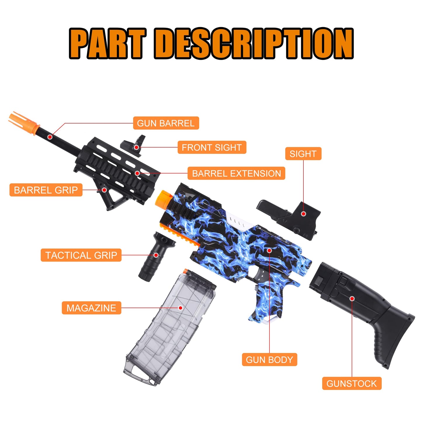 COOLFOX Electric Automatic Toy Gun – Burst Soft Bullets, 100 Darts, 3 Modes (Blue)