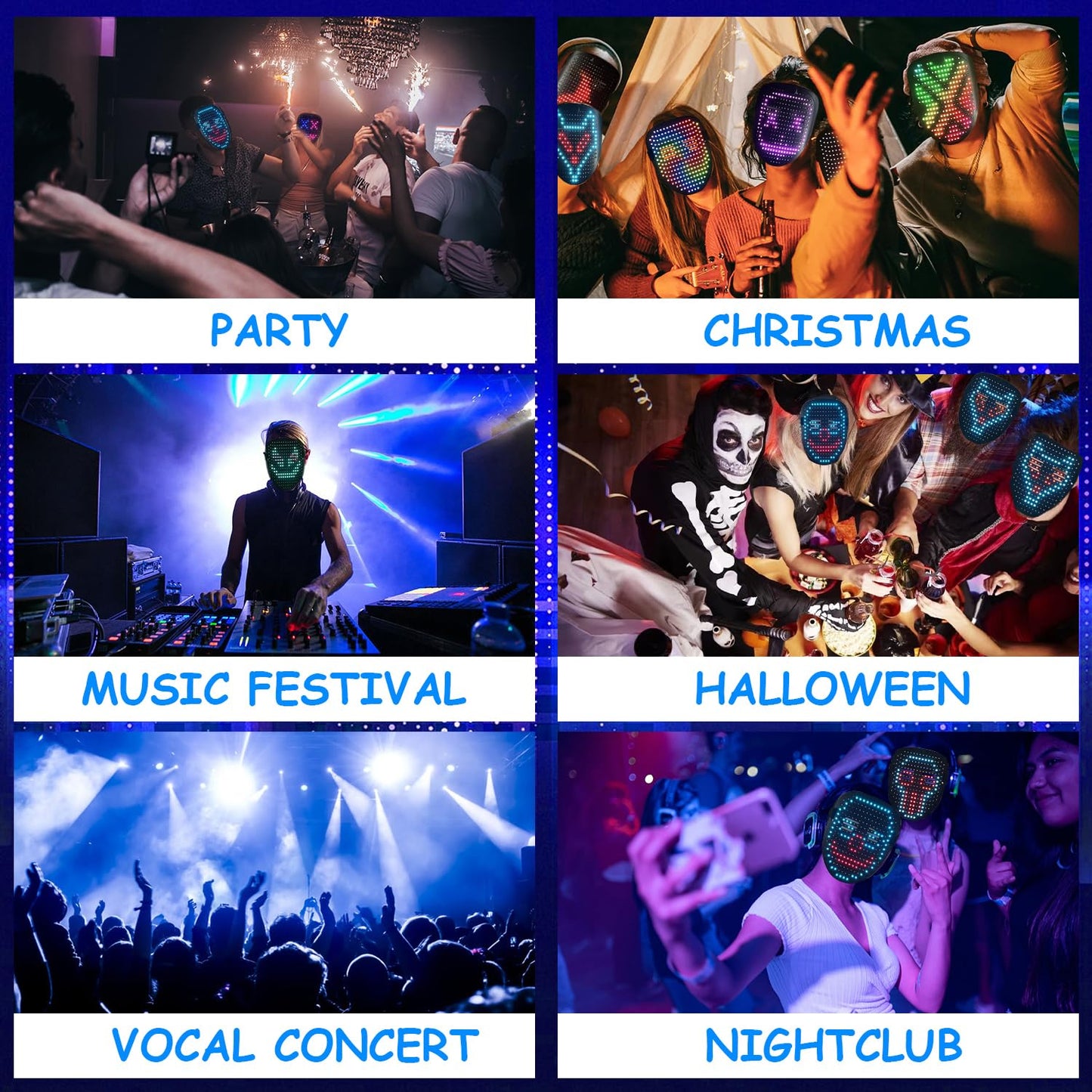 COOLGUARDER LED Mask with Gesture Sensing – 50 Patterns for Cosplay, Halloween & Parties