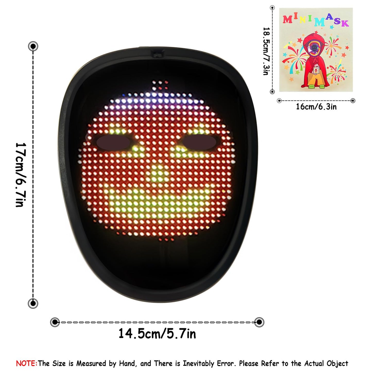COOLGUARDER Kids LED Mask with Gesture Sensing – 70 Patterns for Halloween & Cosplay