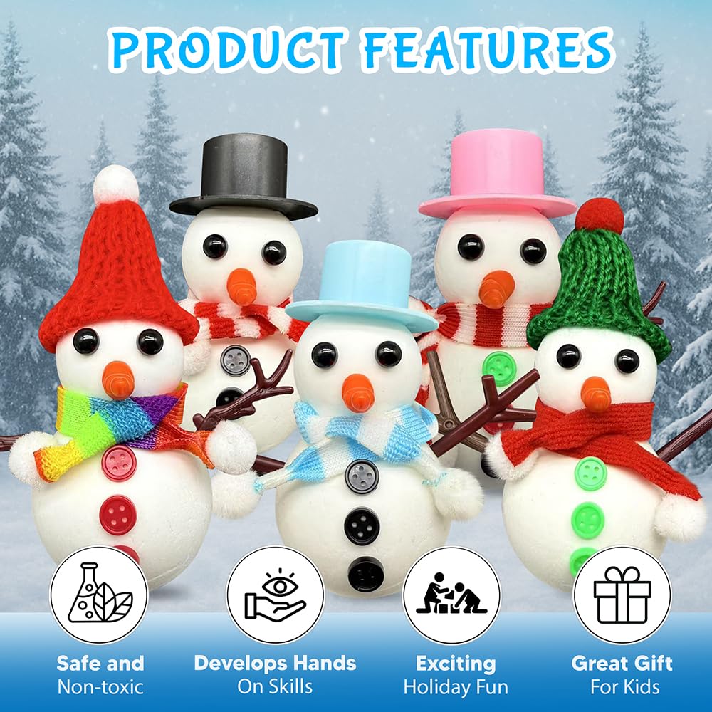 COOLJOY 12 Pack Build a Snowman Kit – DIY Snowman Crafts for Kids