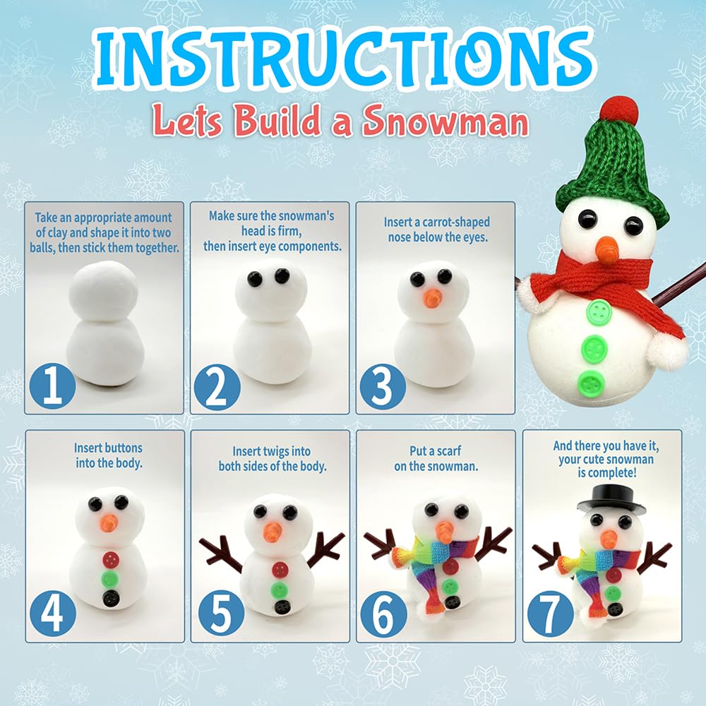 COOLJOY 12 Pack Build a Snowman Kit – DIY Snowman Crafts for Kids