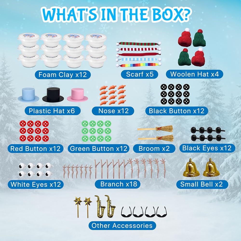 COOLJOY 12 Pack Build a Snowman Kit – DIY Snowman Crafts for Kids