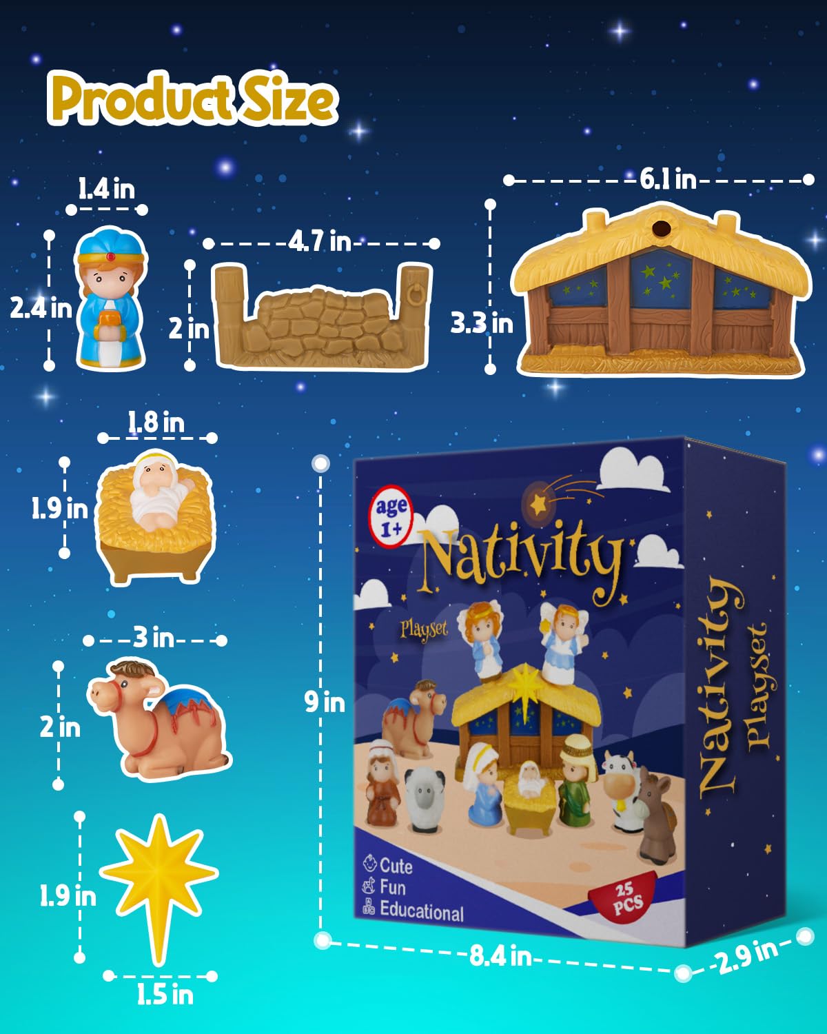 COOLTUNE 25-Piece Nativity Set for Kids – Soft Rubber Christmas Playset