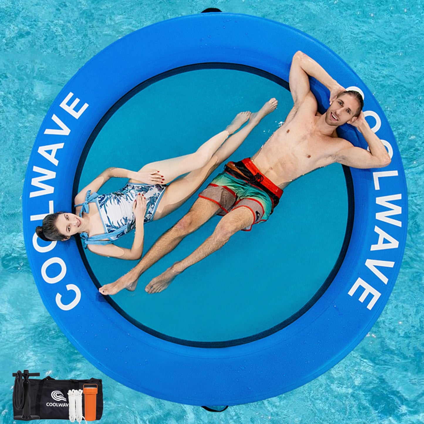 COOLWAVE Inflatable Water Hammock – Round Floating Ring for Pool and Lake | 6ft, 8ft, 10ft, 12ft