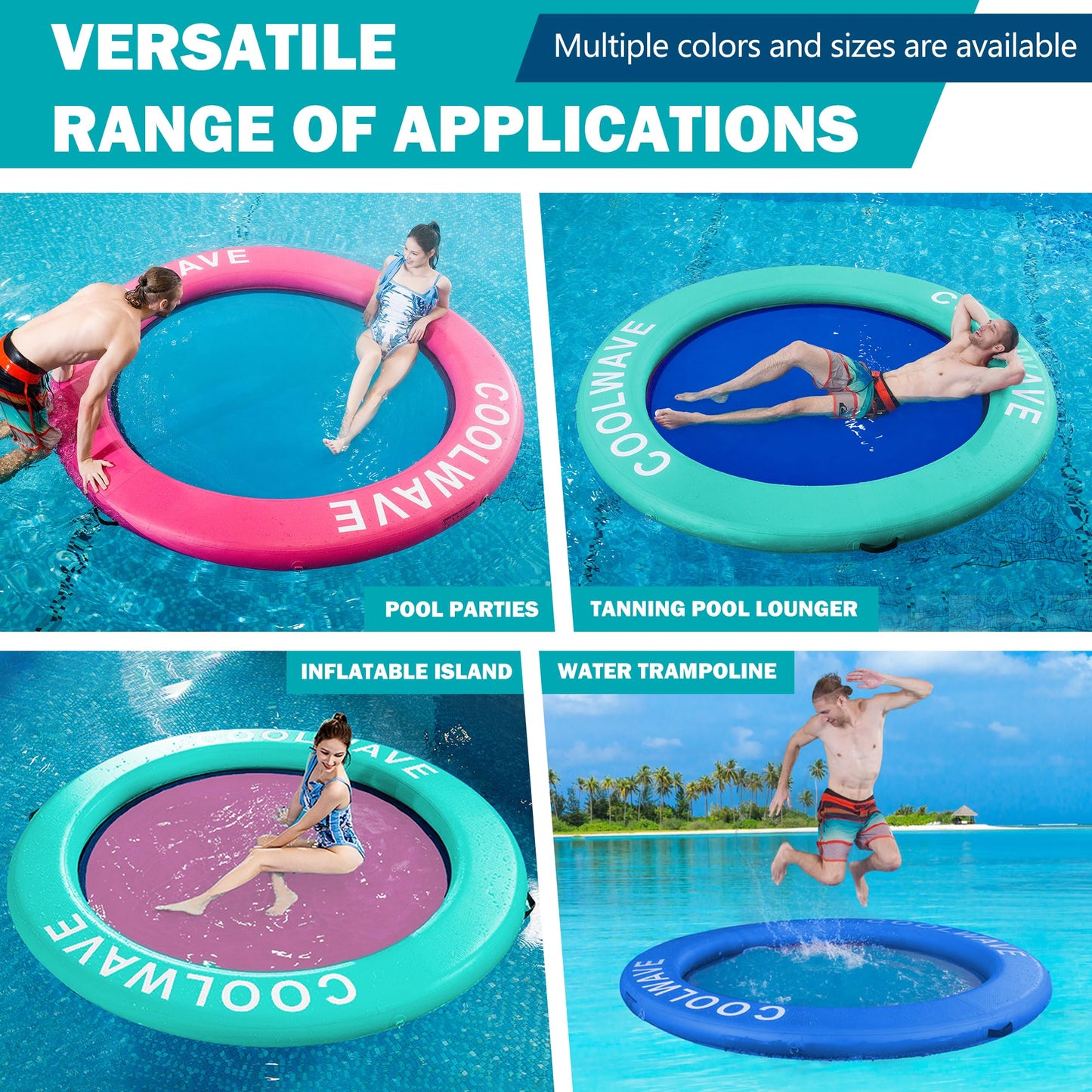 COOLWAVE Inflatable Water Hammock – Round Floating Ring for Pool and Lake | 6ft, 8ft, 10ft, 12ft