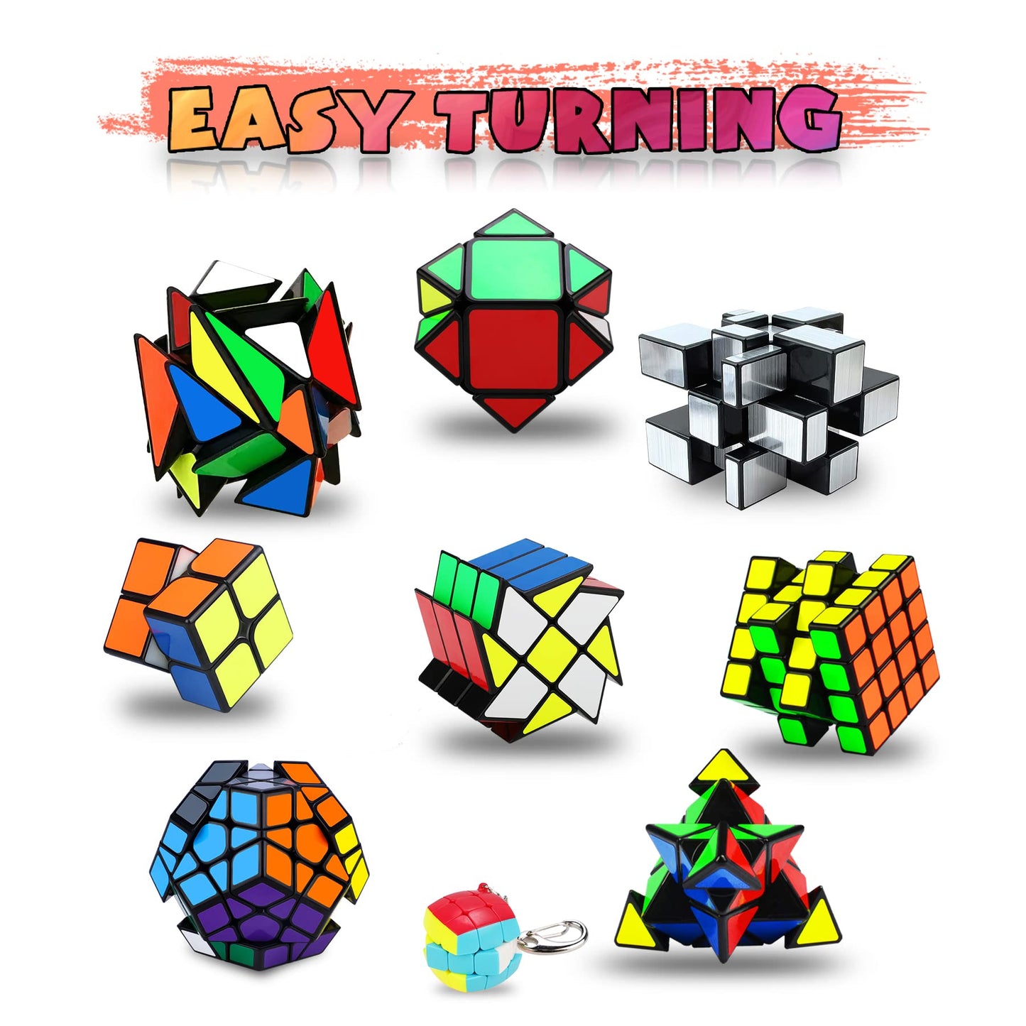 Coolzon Speed Cube Set – 9-Pack Magic Cubes for Fast Turning & Brain Training