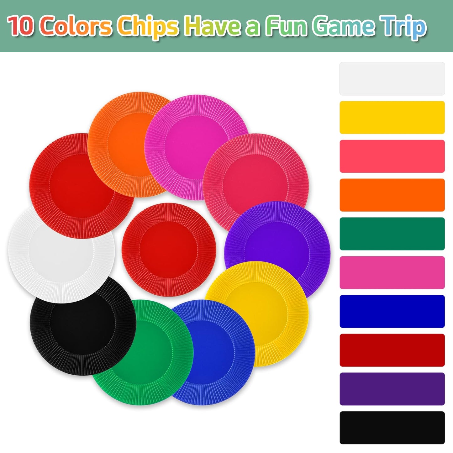 Coopay 1000-Piece Multi-Color Plastic Poker Chips — 1 Inch Bingo Counters for Math Practice & Classroom Activities