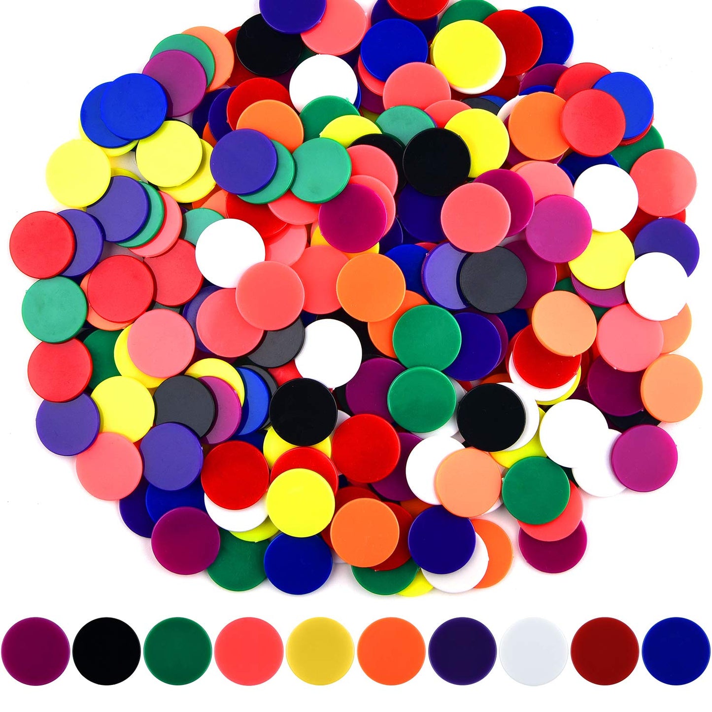 Coopay 300-Piece 10-Color Plastic Learning Counters | 1-Inch Bingo Chips